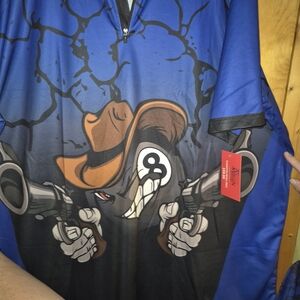 Men's Blue Graphic Button Down Shirt